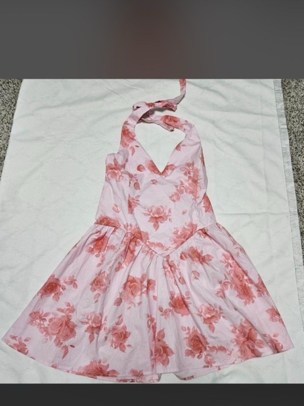 NWOT Wild Fable rose color floral halter mini dress small - Picture 3 of 5